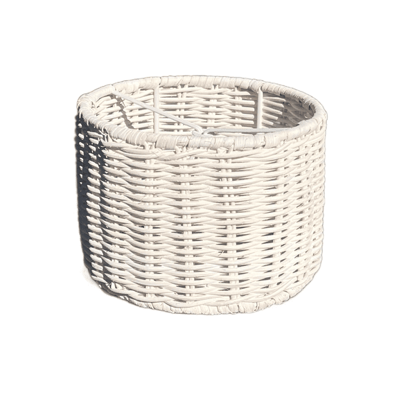 White Wicker Chandelier 5.5 Inch Retro Drum, Clips Onto Bulb. 5.5x5.5x4.5