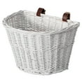 thumbnail image 1 of White Wicker Front Cargo Bike Basket - Perfect for Riders of All Ages and Genders - for Beach Cruiser, Stationary Bike, E-bike, or Road Bike with Stylish Faux Leather Straps, 1 of 2