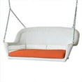 thumbnail image 1 of White Wicker Porch Swing With Orange Cushion, 1 of 1
