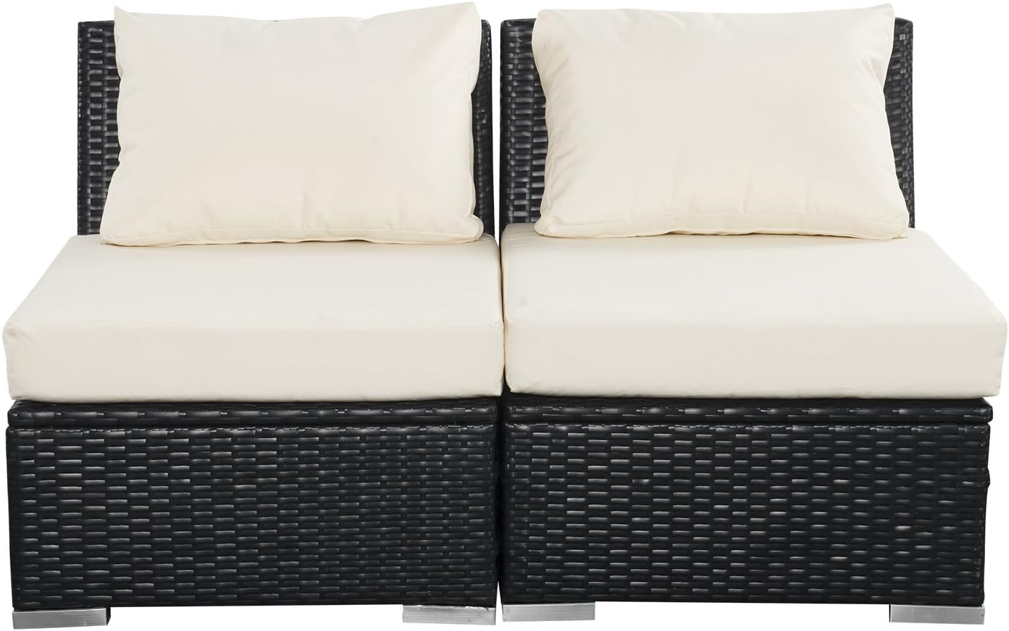 White Wicker Rattan Furniture Sectional, Outdoor/Indoor Wicker Sofa