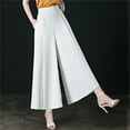 thumbnail image 1 of White Wide Leg Sweatpants Women Fashion Pleated Wide Leg Pants Women's Spring and Summer High Waist Loose Slim Middle Aged Women's Pants Nine Points Culottes Casual Swing Pants Fashion Clothing, 1 of 4