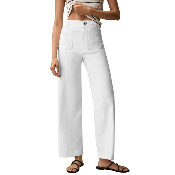 White Wide Leg Sweatpants Women Fashion Solid Color Elastic Long Pants Leisure Trousers Fashion Clothing