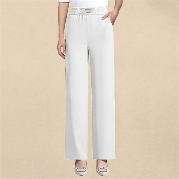 White Wide Leg Sweatpants Women Linebalm Pants Pulisa Heracomfy Glamorease Perfect Drape High Pull Pants for Senior Women Over 50 Fashion Clothing