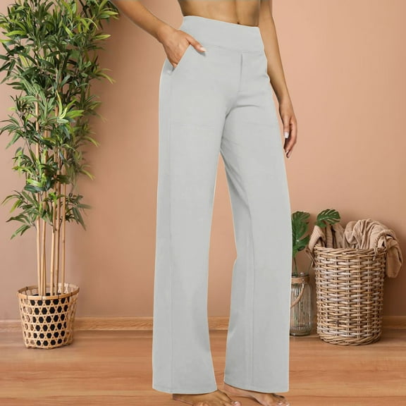 White Wide Leg Sweatpants Women's Casual Straight Leg Loose Pocket Solid Color Yoga Daily Pants Fashion Clothing
