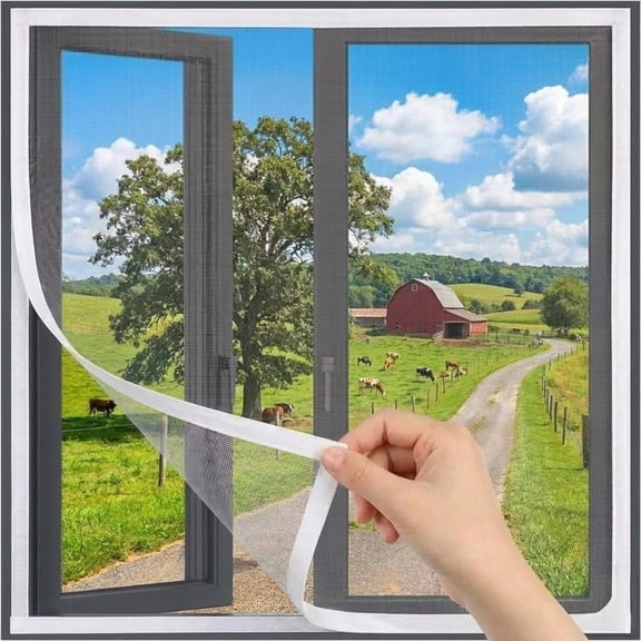 White Window & Door Screen Mesh, Invisible Mosquito & Insect Protection, Hook and Loop Installation, No Drilling, Removable