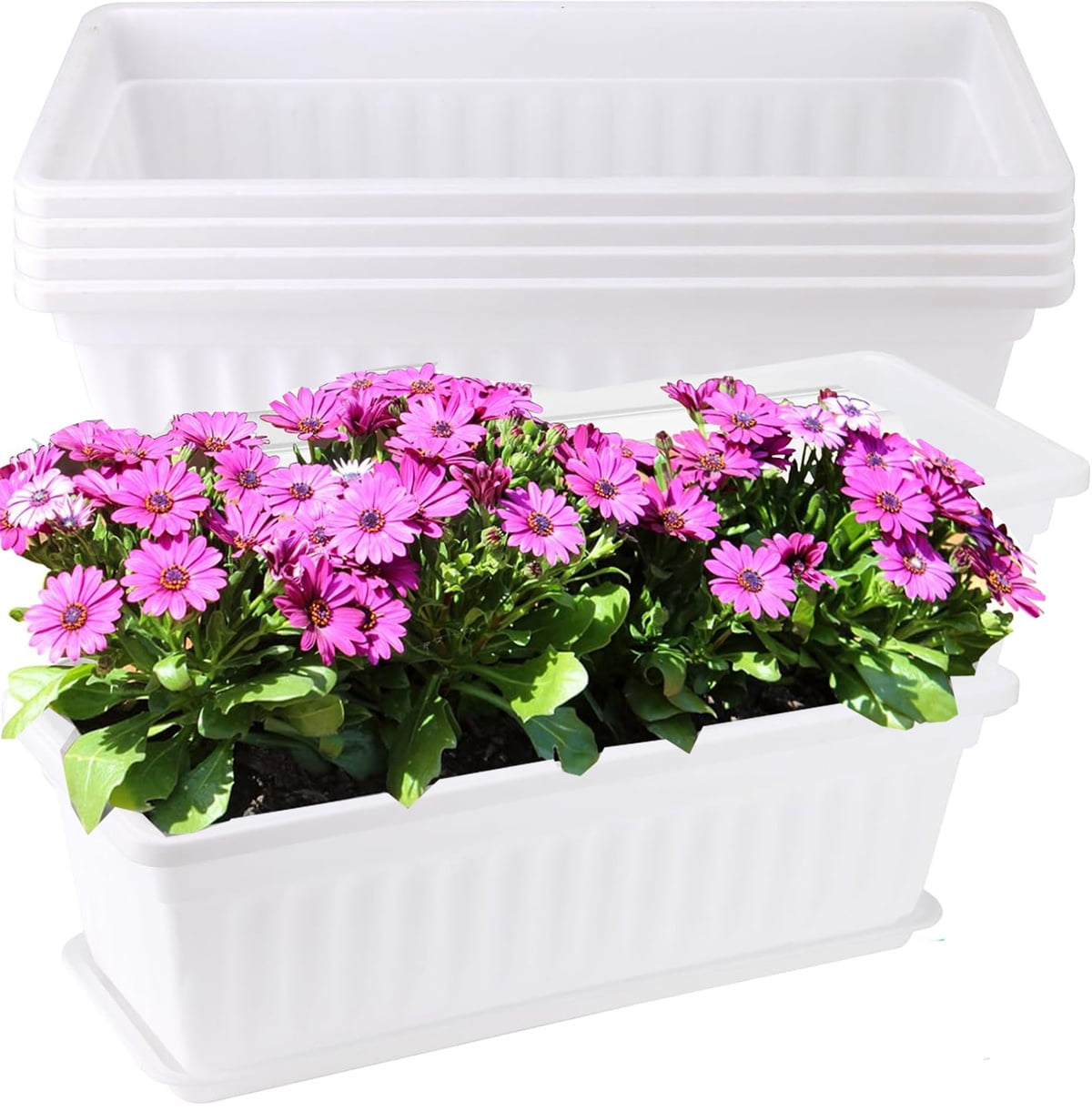 White Windowsill Planter,Bexikou 3 Packs 17 Inch Rectangular Window ...