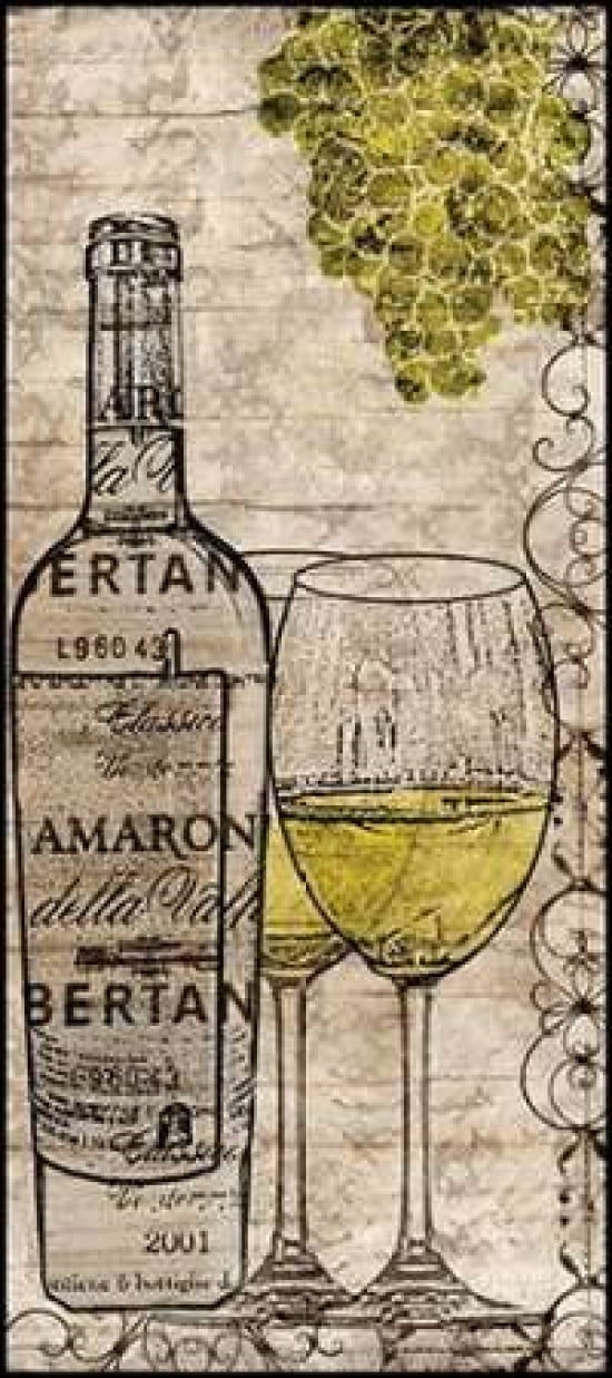 White Wine Canvas Art - Lisa Wolk (10 x 20)