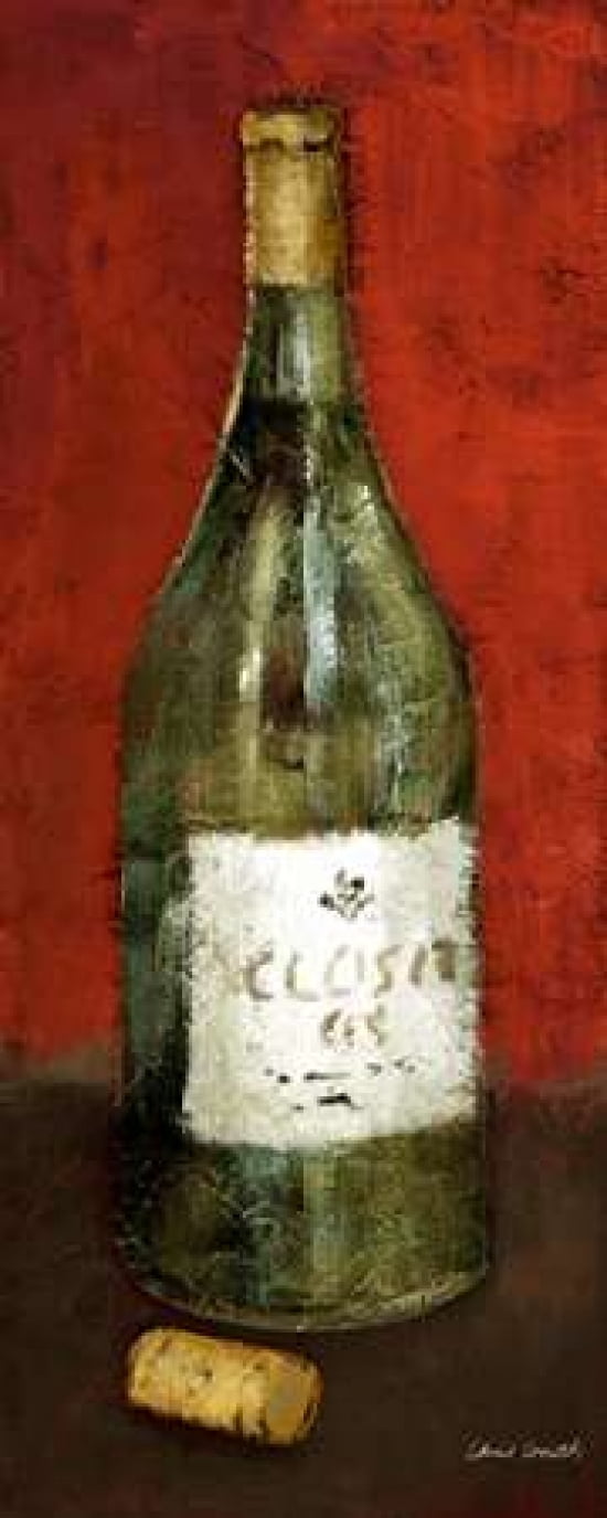 White Wine and Cork I (red background) Canvas Art - Lanie Loreth (24 x 48)