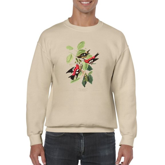 White-Winged Crossbills Sweatshirt Men -John James Audubon Designs, Male Small