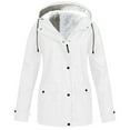 thumbnail image 1 of White Winter Coats for Women, Polyester Womens Winter Coats, Women Solid Plush Thickening Jacket Outdoor Plus Size Hooded Raincoat Windproof XL, 1 of 5