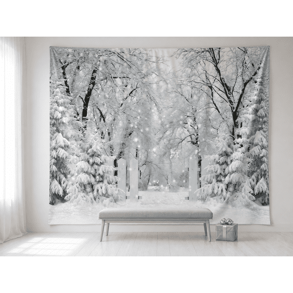 White Winter Forest Wonderland Backdrop