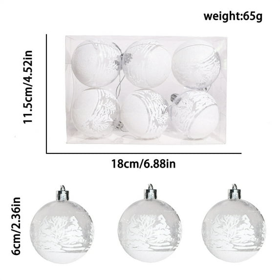 Taicans White Winter House Transparent Clear Ornaments for Farmhouse Christmas Tree Holiday Xmas Decorations - Large Shatterproof Plastic 2.3 Inch Glitter Snow Balls,Icicles and Snowflakes