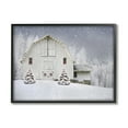 thumbnail image 1 of White Winter Snowfield Barn Cozy Christmas Scenery Landscape Painting Framed Art Print Wall Art, 1 of 7