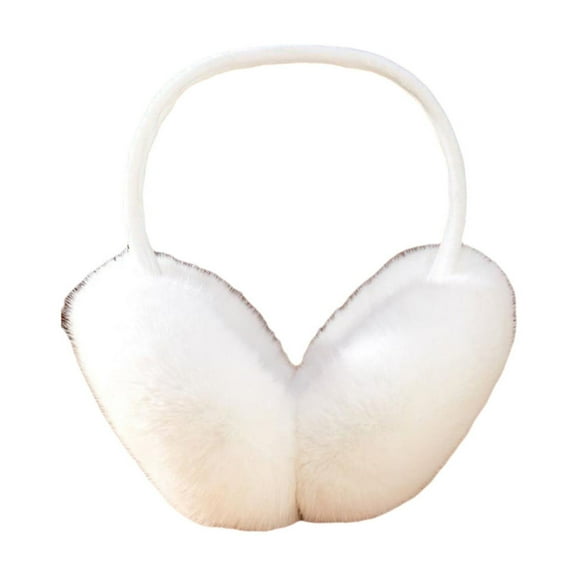 White Winter Warm Earmuffs Foldable Ear Muffs Cold Weather Ear Protection Soft Puffy Ear Covers For Men Women Kids Outdoor Activities