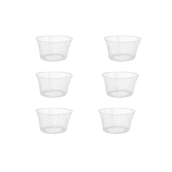 White Wire Basket Oval Bowls 6 Pack- Versatile Metal Wire Baskets Centerpieces Floral Arrangements Decor Gifts Storage Crafts Office School Garden