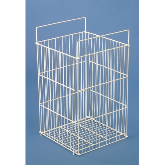 White Wire Display Bin with Height-Adjustable Bottom Shelf, 18 x 18 Dump Bin for Retail Use (DBSW1448)