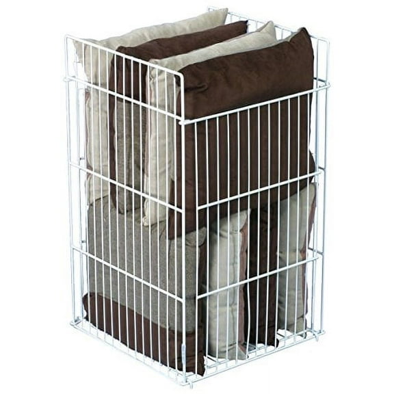 White Wire Display Bin with Height-Adjustable Bottom Shelf, 18 x 18 Dump Bin for Retail Use