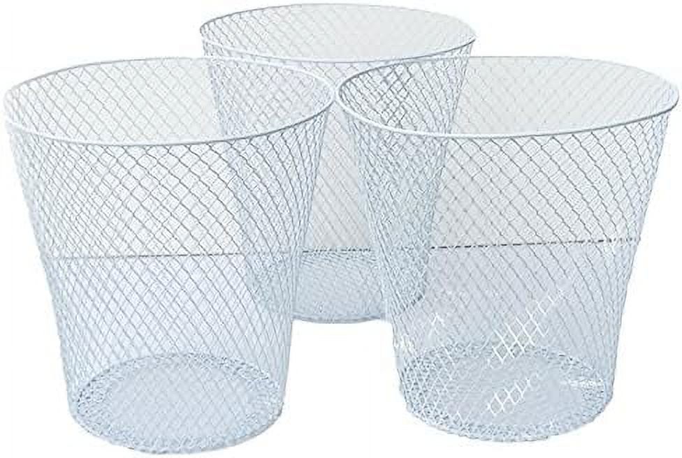 White Wire Mesh Waste Basket No Lid (3 Pack), Set Of 3 Wastebasket