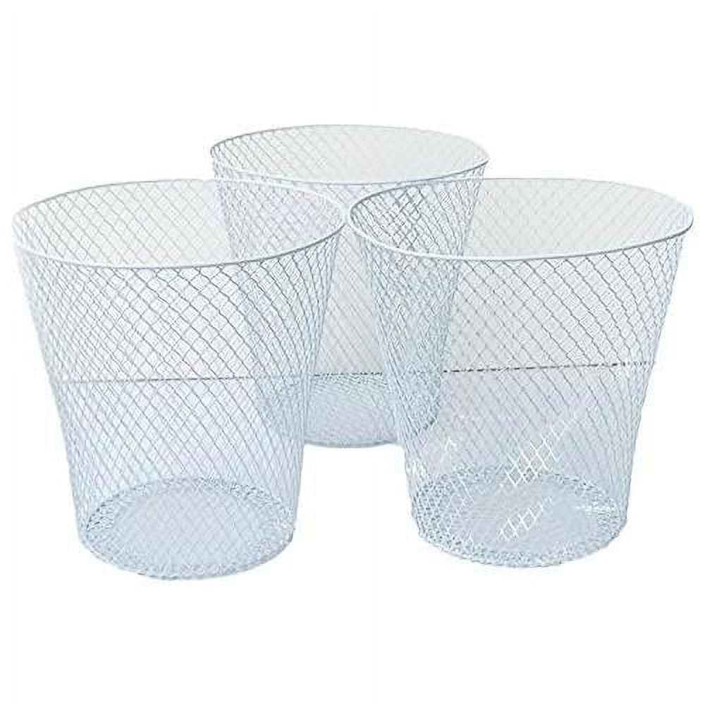 White Wire Mesh Waste Basket No Lid (3 Pack), Set Of 3 Wastebasket