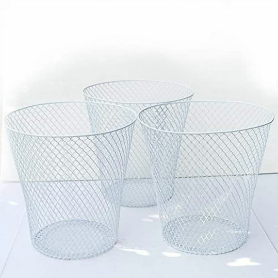 White Wire Mesh Waste Basket No Lid (3 Pack), Set of 3 Wastebasket