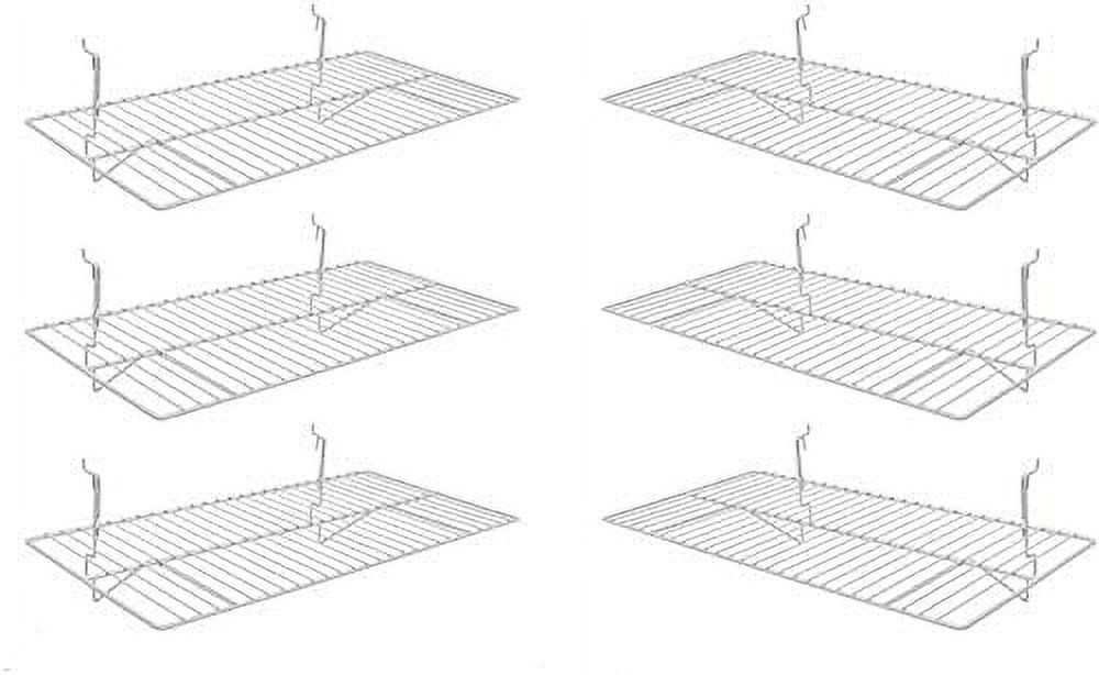 White Wire Slatwall/Gridwall Shelves 24"L X 12"D Pack Of (6)