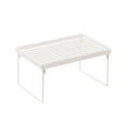 thumbnail image 1 of White Wire Stacking Cabinet Shelf Stackable Foldable Space Saving Shelf Stand, 1 of 13