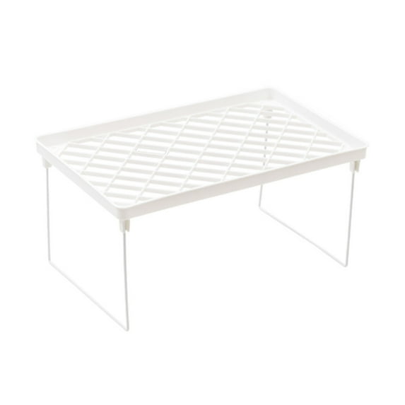 White Wire Stacking Cabinet Shelf Stackable Foldable Space Saving Shelf Stand