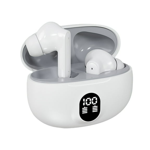 White Wireless Bluetooth 53 Earbuds In Ear Weight Headphones With Charging Case Ipx5 Waterproof Immersive Sound Built In Microphone Hifi Stereo Deep Bass Comfort Fit Long Battery Life