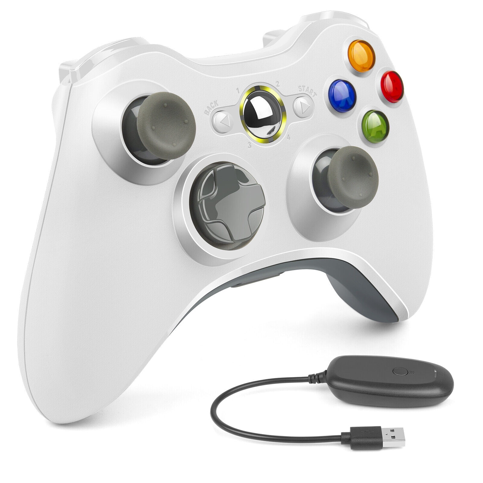 White Wireless Game Controller Gamepad For Microsoft Xbox 360 + Rechargeable Battery