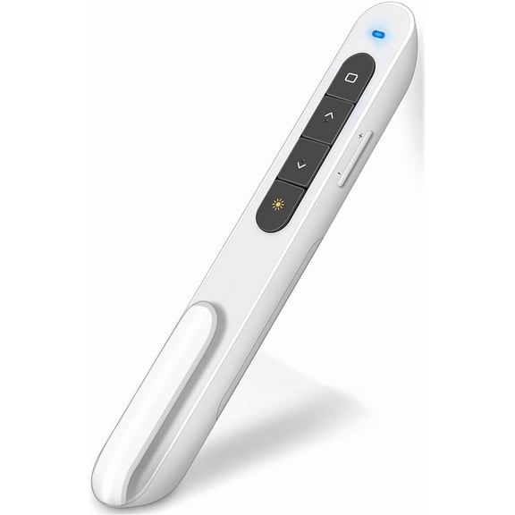 White Wireless Presenter, Volume Control Presentation Clicker, RF 2.4GHz PowerPoint Clicker Presentation Remote Control Slide Clicker Advancer