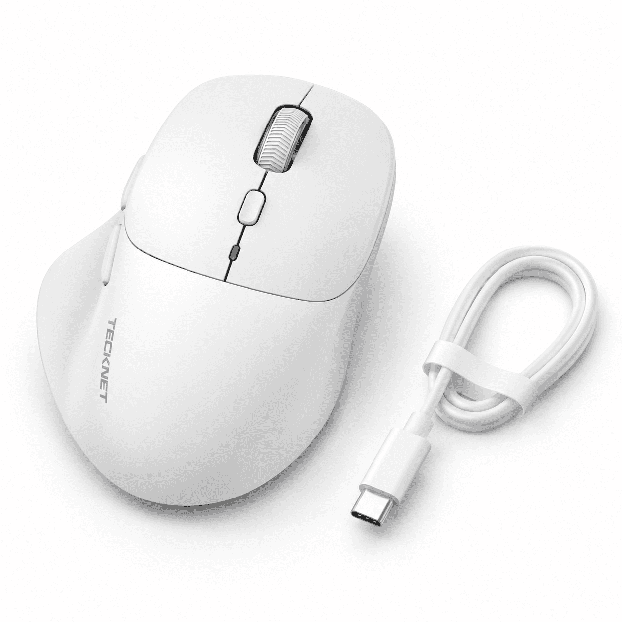 White Wireless Rechargeable Computer Mouse with 4800 DPI and Thumb Rest ...