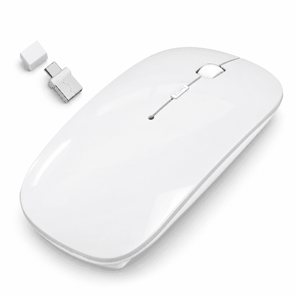 White Wireless Rechargeable Silent Computer Mouse For Laptops Desktops Tablets