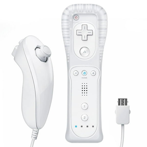White Wireless Remote Wii Controller,Wii Remote with Nunchuck and Nunchuck Controller with Silicone Case and Wrist Strap for Wii and Wii U,White