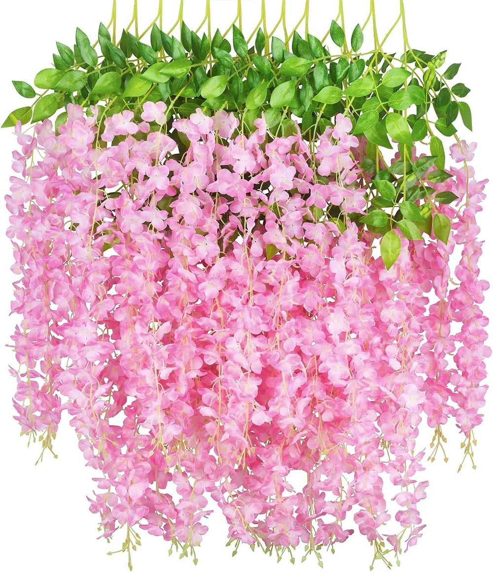 White Wisteria Flower Vines Garland,Artificial Hanging Garland Silk ...