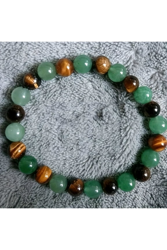 White Witch Good Luck Bracelet - Natural Stone Beaded Stress Jewelry for Women, Featuring Green, Brown, and Golden-Brown Beads, Ideal Gift,1pc