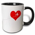 thumbnail image 1 of 3drose, White Witch on a Broomstick. Red Heart, Contrail, White Backdrop, 11oz Two-tone Black Mug, 1 of 6