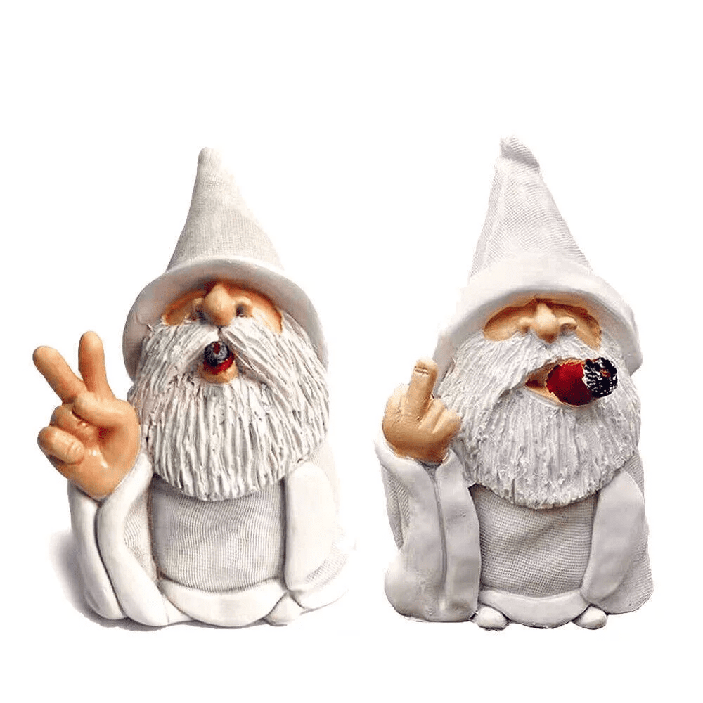White Wizard Gnome Garden Yard Lawn Ornament Statue Decor