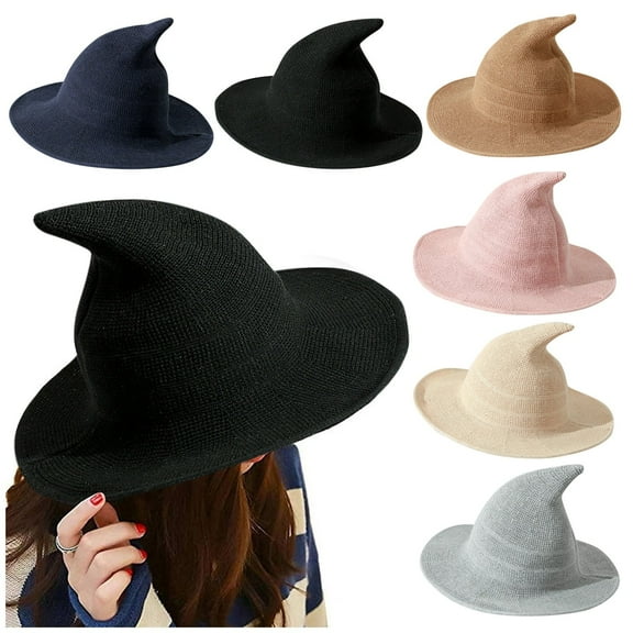 White Wizard Hat Polyester Wide Brim Pointed Witches Cap for Party Cosplay Costume One Size