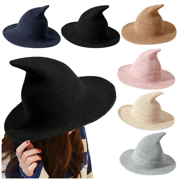 White Wizard Hat Polyester Wide Brim Pointed Witches Cap for Party Cosplay Costume One Size