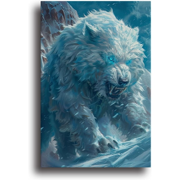 White Wolf Canvas Art Painting Home Decor Wall Art for Living Room, Office Dining Room Bathroom Decor - 8x12 inch Unframed