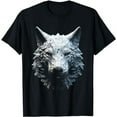 thumbnail image 1 of White Wolf Fantasy Artwork | Animal Motif Wolf Black oversized loose and comfortable T-Shirt, 1 of 3