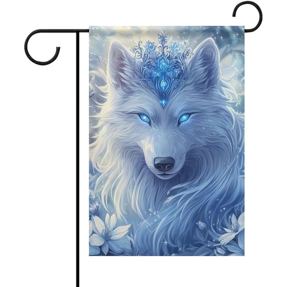 White Wolf Garden Flag 12 X 18 Inch Yard Flags Welcome Outdoor Banner Sign for Holiday Party