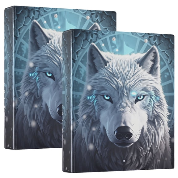 Wolf Snow Round Ring Binder 3 Ring 1.5 inch 200 Sheet Clipboard File Folder for School Office
