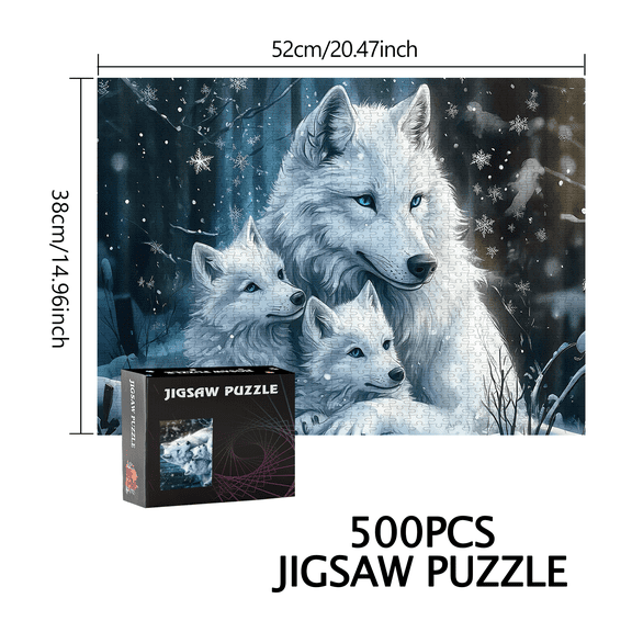 White Wolf, Young Wolf Puzzle 500pcs/1000pcs Large Puzzle Game Gift Family Interactive Game Puzzle DIY Home Decoration Brain Challenge