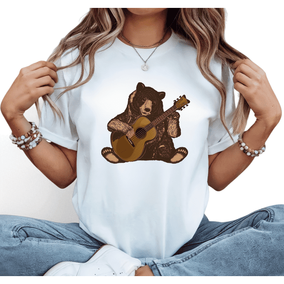 White Womans Print Tshirt Graphic Tees Shirts S-5XL Music Bear Cute Outdoor Tops