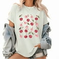 thumbnail image 1 of White Watercolor Cherry Graphic Tees Print Tshirt Women Shirts Fruity S-5XL Cotton Casual Tops, 1 of 4