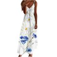 thumbnail image 1 of White Women Floral Graphic Loose Fit V Neck Spandex Dress Sundresses for Women Sleeveless Spaghetti Strap Maxi Long Brunch Fall Summer 2025 Clothes Fashion Y2K XL, 1 of 1