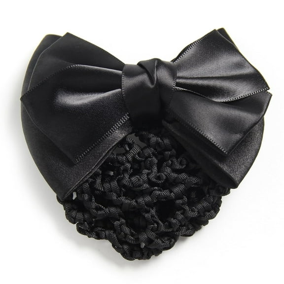 White Women Hair Snood Net Bowknot, 2 Pcs Hair Bun Covers and Nets, Barrette Elastic Mesh Hair Bun Cover Satin Bow, Colored Hair Clip for Women, Cloth Accessories
