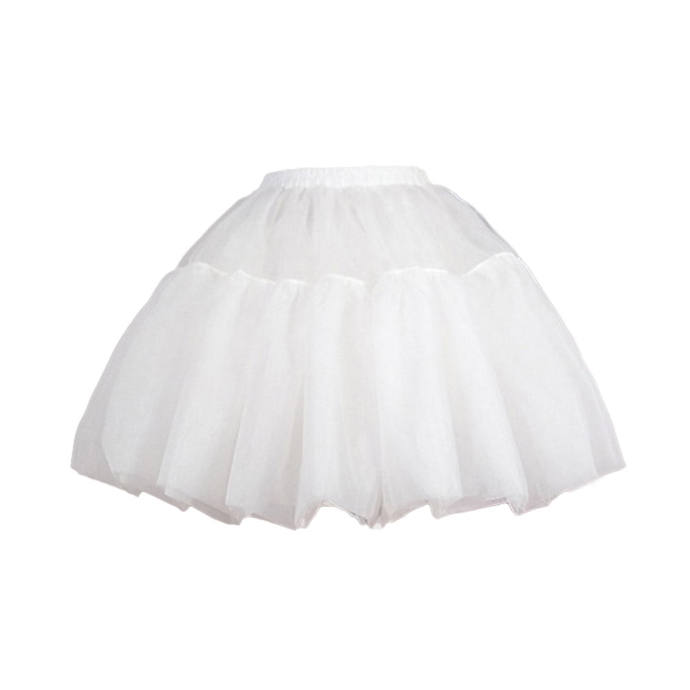 White Women Hoopless Petticoat Underskirt Tutu Skirt Crinoline Cosplay ...