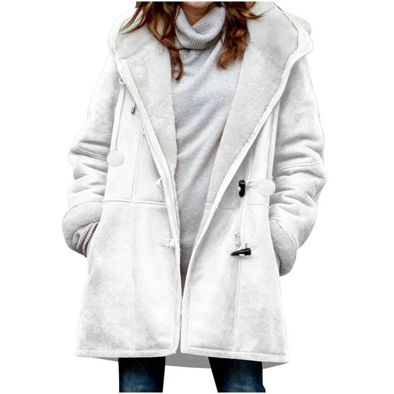 White Women Plus Size Velvet Jacket Hooded Trench Outfit for Women Long Sleeve Christmas Brunch Ruched Warm Fuzzy Hooded Plain Winter Fall Windbreaker 2025 XXL